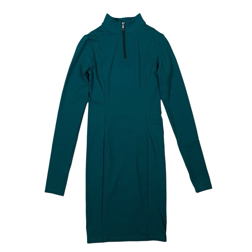 Vitality x Balance Green Long Sleeve Quarter Zip Dress Stretchy Fitted Small